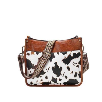 Shopdecimals Cow‑Print One‑Shoulder Tote – 15 L Capacity for Laptop & Essentials, Hands‑Free Comfort