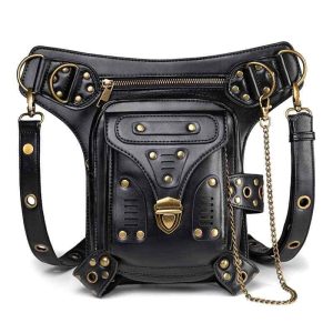 Hands‑Free Gothic Fanny Pack – Secure Zip Pocket, Adjustable Waist Strap, Steampunk Style | Shopdecimals