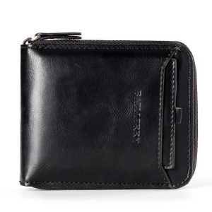 Slim Vertical‑Zipper PU Leather Wallet for Men – Ultra‑Secure, Pocket‑Thin Design – Shopdecimals