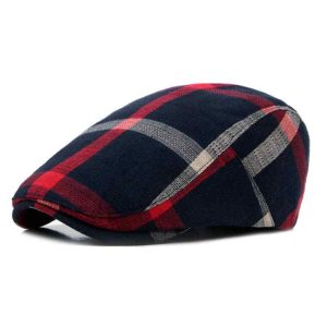 Adjustable British Retro Plaid Cap for Men – Sun‑Blocking UV Visor, Structured Crown, Shopdecimals Vintage Style