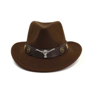 Sun‑Blocking 3‑Inch Brim Cowboy Felt Hat – Authentic Western Style by Shopdecimals