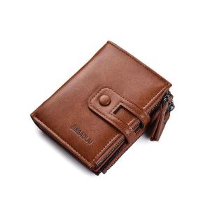 Shopdecimals Retro Buckle Men’s Leather Wallet – Quick‑Snap Closure, 12 Card Slots & Zipper Coin Pocket for Organized Travel