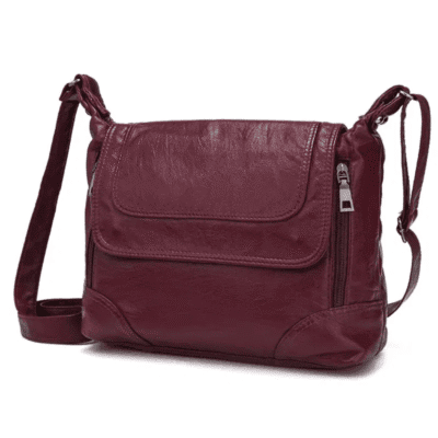 Soft‑Washed Leather Women’s Crossbody Shoulder Bag – Adjustable Strap, Zip Secure Pocket, Lightweight Design – Shopdecimals Luxury Handbag