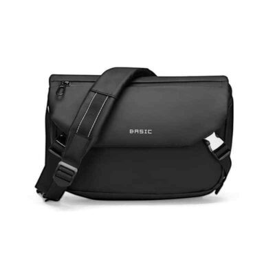 Shopdecimals Unisex Black Nylon Satchel – Compact 13” Laptop Crossbody with Reinforced Bottom & Multiple Pockets
