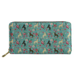 Lightweight PU Wallet for Women – Medium‑Length Floral Dog Print with 5 Vibrant Colors, Spacious Card & Cash Compartments – Shopdecimals