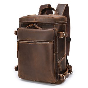 Retro‑Style Crazy Horse Leather Laptop Backpack – Lightweight 1.5 kg, Large 16‑inch Capacity & Smart Organization – Shopdecimals