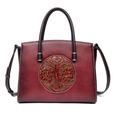 Lightweight First‑Layer Cowhide Shoulder Bag – Spacious 28×26×10 cm Laptop Tote in Retro Red, Brown or Black – Shopdecimals