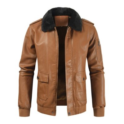 Stay Warm with Thickened Leather Men's Coat – Hooded, 300 mm Length, Light 1.02 kg – Shopdecimals
