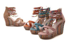All‑Day Comfort Bohemian Wedge Sandals with Hand‑Beaded Detail – Lightweight 0.62 kg Platform – Shopdecimals