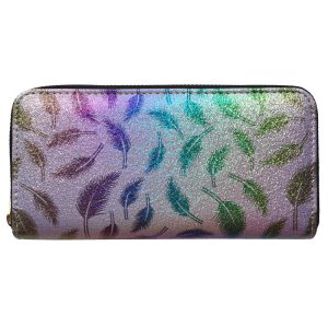Feather‑Light Long Wallet for Women – 210 cm Card & Cash Organizer with Zippered Coin Pocket, Purple‑White PU Leather – Shopdecimals