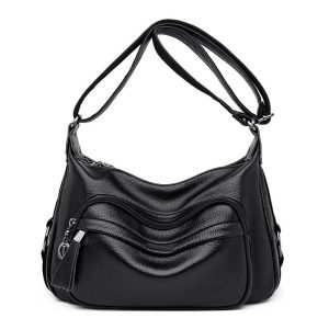 Lightweight 0.75 kg High‑Capacity Shoulder Bag for Women – Large Crossbody with Zipper Pockets, Available in Black or Blue | Shopdecimals