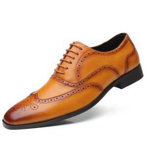 Shopdecimals Large‑Size Men’s Leather Brogue Shoes – Comfortable Fit from EU 40‑48, Lightweight 0.52 kg for All‑Day Business Wear