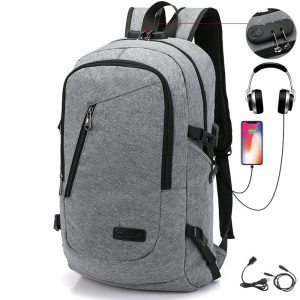 Power‑On Campus USB Charging Student Backpack – Lightweight 0.7 kg, 15.6″ Laptop Sleeve, Water‑Resistant Canvas – Shopdecimals