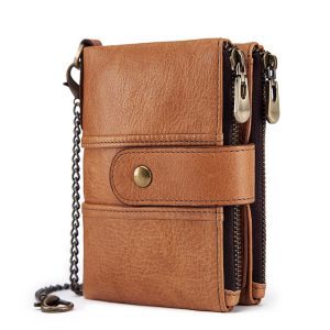 Lightweight Leather Buckle Coin Purse – Zipper Closure, 0.2 kg, Holds Coins & Cards, Retro Style – Shopdecimals