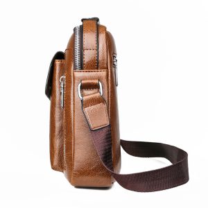 Ultra‑Light Men’s Messenger Bag – 0.45 kg PU Satchel with Spacious 220×110×270 mm Interior, Zipper Pockets & Telescopic Handle – Shopdecimals