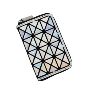 Ultra‑Compact Geometric Rhombus Zipper Wallet – Secure Card & Coin Organizer for Women, 15.5×10×2 cm – Shop Decimals