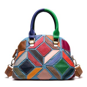 Ultra‑Light 0.67 kg Leather Crossbody Bag – 300 cm Adjustable Strap, Geometric Chromatic Design, Zippered Interior – Shopdecimals Women’s Handbag