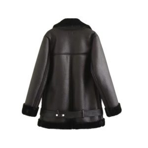 Sleek Belted PU Leather Jacket for Women – Lightweight, Structured Fit with Adjustable Waist, Shopdecimals