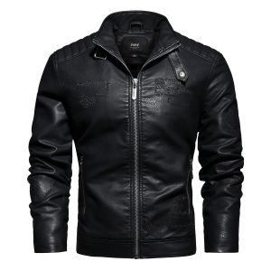 Lightweight PU Leather Coat with Velvet Patches – Warm, Stylish Men's Jacket | Shopdecimals