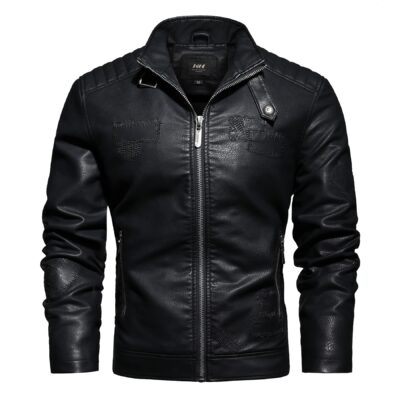 Lightweight PU Leather Coat with Velvet Patches – Warm, Stylish Men's Jacket | Shopdecimals
