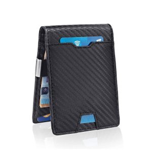 Ultra‑Light Carbon‑Fiber Leather Card Holder with Money Clip – Holds 12 Cards, 0.15 kg – Shopdecimals Men’s Wallet