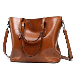 Ultra‑Light 0.64 kg European‑Style Tote Handbag – 64‑Pattern Oil Leather, Zipper Pockets & Soft Handles, 4 Colors – Shopdecimals