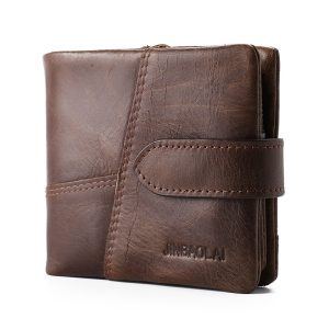 Slim First‑Layer Cowhide Men’s Wallet with Vintage Zipper & Buckle – Lightweight 0.11 kg, 8 Card Slots, 4 Color Options | Shopdecimals