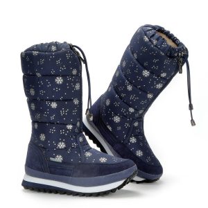 Heat‑Lock Fur‑Lined Platform Snow Boots for Women – Lightweight 0.82 kg, Ankle Support, Waterproof – Black/Blue/White | Shopdecimals
