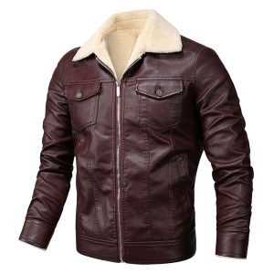 Warm Fur‑Lined Men’s Jacket – Stand‑Up Collar, 1.28 kg Insulation, Black/Khaki/Red – Shopdecimals