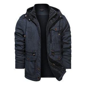 Shopdecimals Men’s Heavy‑Weight Warm Parka – Lightweight 1.35 kg Cotton‑Blend Coat with Hood, Loose Fit, Pockets – Ideal for Autumn & Winter