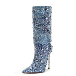 Elevate Your Look with Denim‑Blue Pointed‑Heel Boots for Women – Lightweight Comfort, Full Size 34‑43, Shopdecimals