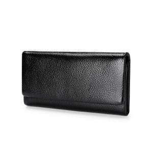 Feather‑Light Cowhide Wallet with Lychee Pattern – 0.15 kg, 2‑Fold Lock, 5 Vibrant Colors | Shopdecimals