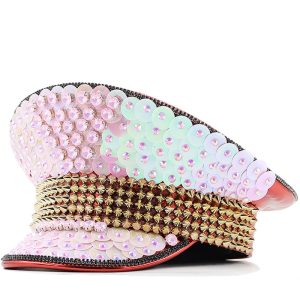 Dazzling Pink Sequin Flat‑Top Wedding Cap – Adjustable, Feather‑Light Sunshade for Photos & Performances – Shopdecimals