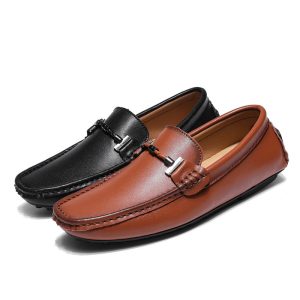 Lightweight Plus‑Size Leather Dress Shoes for Men – Flat‑Heel British Style, Sizes 38‑48, Black/Brown – Shopdecimals