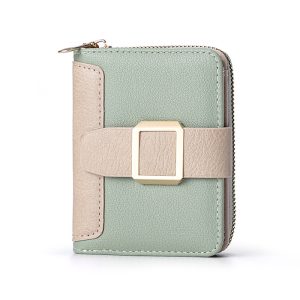 Ultra‑Compact Women's Zip & Buckle Wallet – Light‑weight PU Leather, 5‑Card Slots + Coin Pocket, Fits Any Purse – Shopdecimals