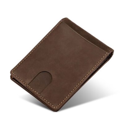 Ultra‑Light Genuine Leather Slim Wallet for Men – 0.05 kg, 12‑Card Capacity, Oil‑Wax Finish | Shopdecimals