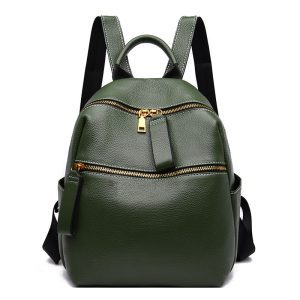 Ultra‑Light Genuine Leather Women’s Backpack – 0.68 kg Comfort, Secure Zip Pocket, Black or Green – Shopdecimals