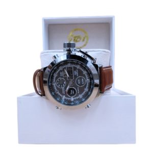 Super Illuminator Chronograph Watch with Analog/Digital Dual‑Dial, Tachymeter & Brown Leather Strap – Shopdecimals Exclusive