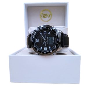 Command Time with Elegance: I‑Tem Royalty I‑TW50 B Matte‑Black Chronograph Watch – Multi‑Dimensional Dial, Genuine Leather Strap – Shopdecimals