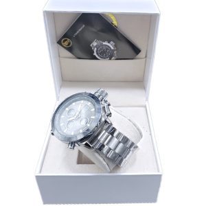 Never Miss a Second in Darkness – Auto‑LED Chronograph with Tachymeter & Silver Oyster Chain – Shopdecimals