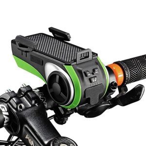 Bright Double LED Bike Light with Bluetooth Speaker, 5000 m Ah Power Bank, Ring Bell & Phone Holder – All‑in‑One Safety Kit | Shopdecimals