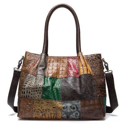 Lightweight Leather Tote for Women – Holds 14″ Laptop & Essentials, Random‑Color Finish | Shopdecimals