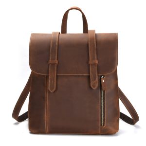 Spacious Vintage Leather Travel Backpack – 13‑inch Laptop Sleeve, Waterproof, Light 1.3 kg – Shopdecimals Classic Cowhide Bag