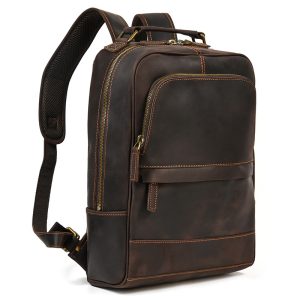 Lightweight 1.85 kg Genuine Cowhide Backpack – 20 L Capacity, Laptop Sleeve & Waterproof – Shopdecimals Retro Travel Bag for Men & Women