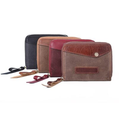Featherlight Zipper Card Holder – Slim Leather & Canvas Wallet for Women, 4 Colors, Shopdecimals