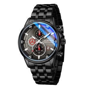 Feather‑Light 0.09 kg Stainless Steel Quartz Watch with Six‑Hand Multi‑Zone Time – Shop Decimals Men’s Fashion