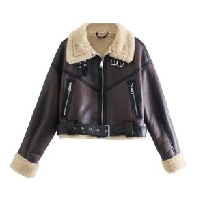 Lightweight 0.96 kg Women’s Motorcycle Jacket – Short 300 mm Coverage, Loose Fit, PU Leather – Stylish Photo‑Color Outerwear by Shopdecimals