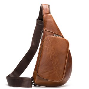 Ultra‑Light Leather Chest Bag – Hands‑Free Comfort, 13" Laptop Slot, Retro Half‑Moon Design | Shopdecimals