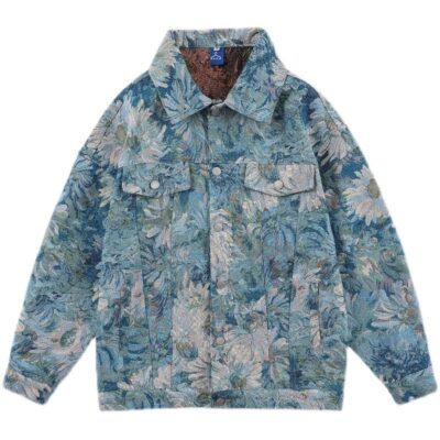 Lightweight Floral Denim Jacket – Loose Fit, Extra‑Long Coverage for Men & Women – Shopdecimals Autumn Style