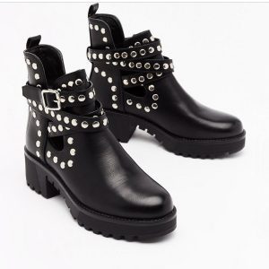 Featherlight Black Ankle Boots with Rivet‑Strip Straps – All‑Day Comfort & Edge | Shopdecimals